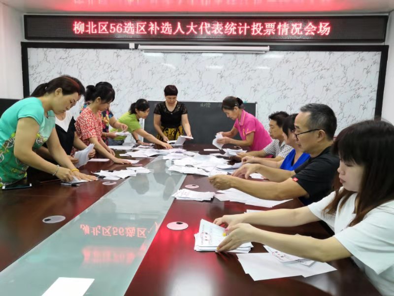 柳北区56选区补选人大代表统计投票情况会场